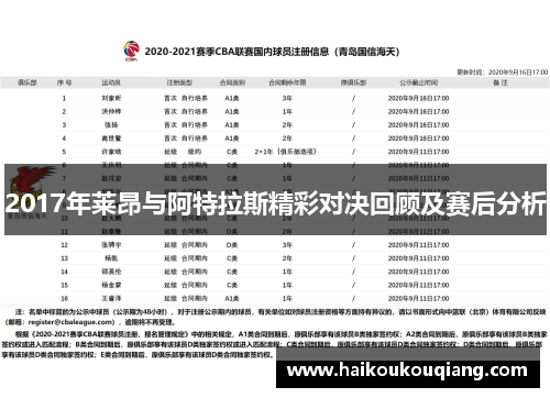 2017年莱昂与阿特拉斯精彩对决回顾及赛后分析